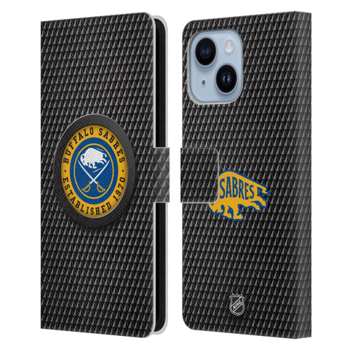 NHL Buffalo Sabres Puck Texture Leather Book Wallet Case Cover For Apple iPhone 14 Plus