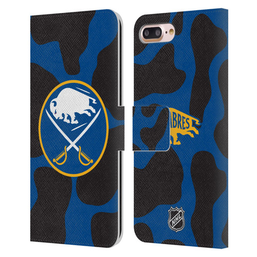 NHL Buffalo Sabres Cow Pattern Leather Book Wallet Case Cover For Apple iPhone 7 Plus / iPhone 8 Plus