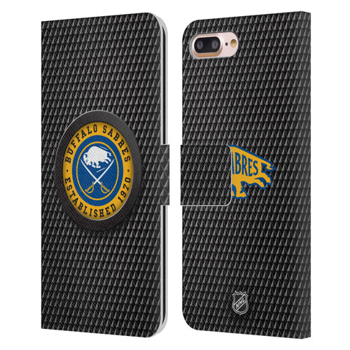 NHL Buffalo Sabres Puck Texture Leather Book Wallet Case Cover For Apple iPhone 7 Plus / iPhone 8 Plus