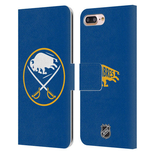 NHL Buffalo Sabres Plain Leather Book Wallet Case Cover For Apple iPhone 7 Plus / iPhone 8 Plus