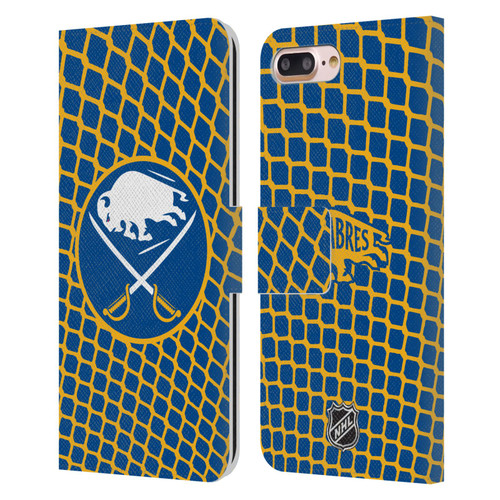 NHL Buffalo Sabres Net Pattern Leather Book Wallet Case Cover For Apple iPhone 7 Plus / iPhone 8 Plus