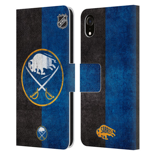 NHL Buffalo Sabres Half Distressed Leather Book Wallet Case Cover For Apple iPhone XR