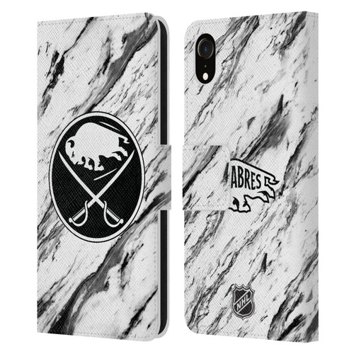 NHL Buffalo Sabres Marble Leather Book Wallet Case Cover For Apple iPhone XR