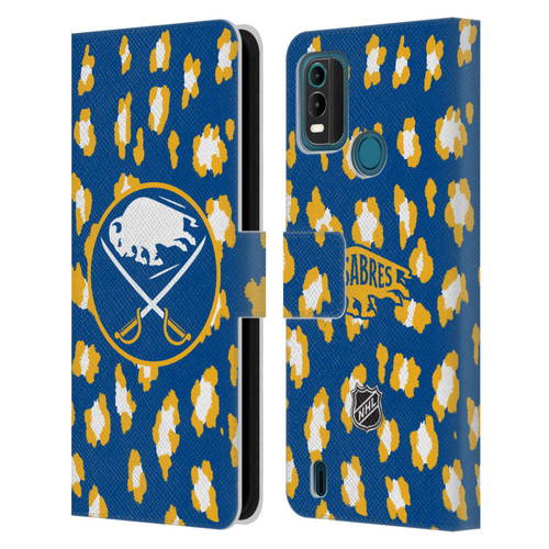 NHL Buffalo Sabres Leopard Patten Leather Book Wallet Case Cover For Nokia G11 Plus
