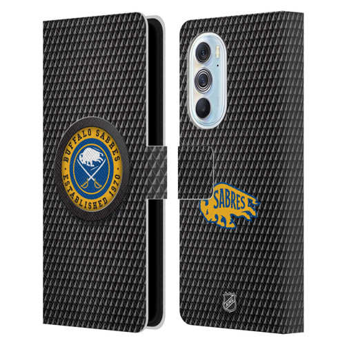 NHL Buffalo Sabres Puck Texture Leather Book Wallet Case Cover For Motorola Edge X30