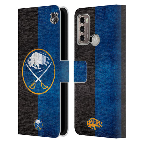 NHL Buffalo Sabres Half Distressed Leather Book Wallet Case Cover For Motorola Moto G60 / Moto G40 Fusion