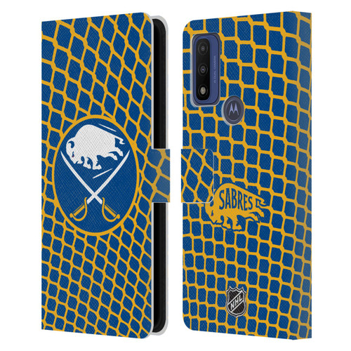 NHL Buffalo Sabres Net Pattern Leather Book Wallet Case Cover For Motorola G Pure