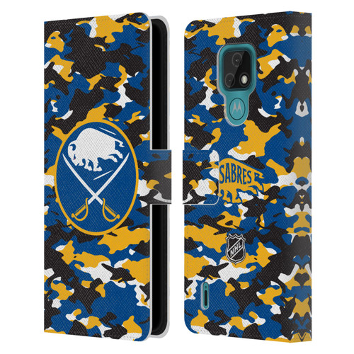 NHL Buffalo Sabres Camouflage Leather Book Wallet Case Cover For Motorola Moto E7