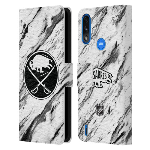 NHL Buffalo Sabres Marble Leather Book Wallet Case Cover For Motorola Moto E7 Power / Moto E7i Power