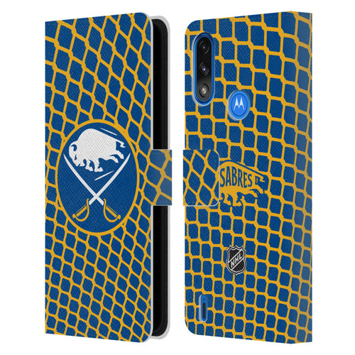 NHL Buffalo Sabres Net Pattern Leather Book Wallet Case Cover For Motorola Moto E7 Power / Moto E7i Power