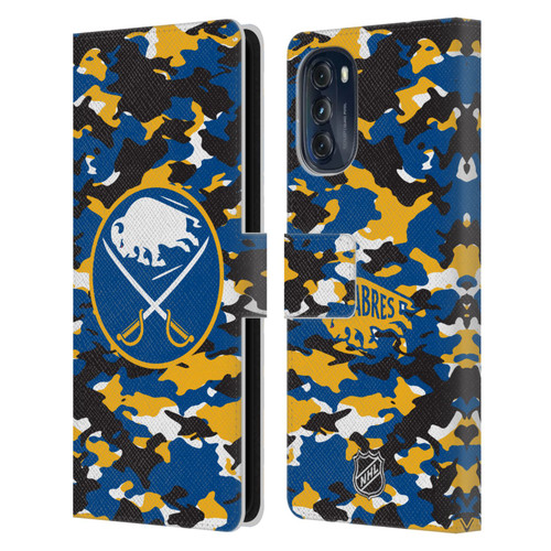 NHL Buffalo Sabres Camouflage Leather Book Wallet Case Cover For Motorola Moto G (2022)