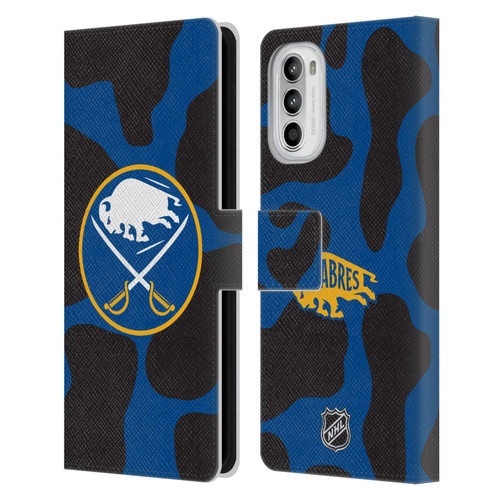 NHL Buffalo Sabres Cow Pattern Leather Book Wallet Case Cover For Motorola Moto G52