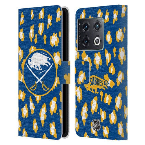 NHL Buffalo Sabres Leopard Patten Leather Book Wallet Case Cover For OnePlus 10 Pro