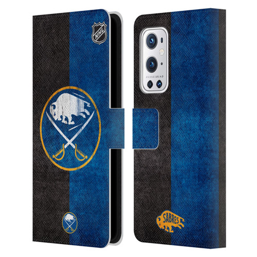 NHL Buffalo Sabres Half Distressed Leather Book Wallet Case Cover For OnePlus 9 Pro