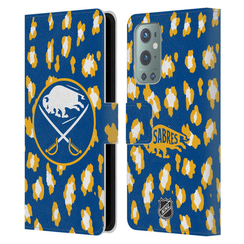 NHL Buffalo Sabres Leopard Patten Leather Book Wallet Case Cover For OnePlus 9