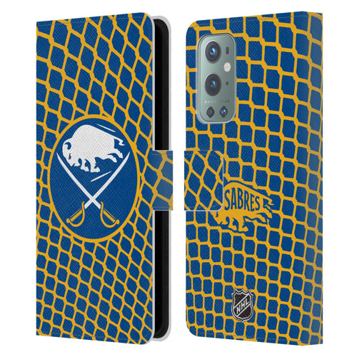 NHL Buffalo Sabres Net Pattern Leather Book Wallet Case Cover For OnePlus 9