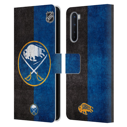 NHL Buffalo Sabres Half Distressed Leather Book Wallet Case Cover For OnePlus Nord 5G