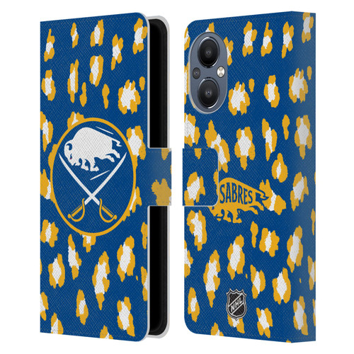 NHL Buffalo Sabres Leopard Patten Leather Book Wallet Case Cover For OnePlus Nord N20 5G