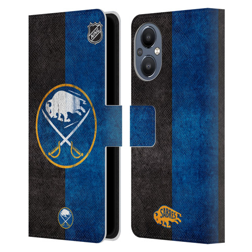 NHL Buffalo Sabres Half Distressed Leather Book Wallet Case Cover For OnePlus Nord N20 5G