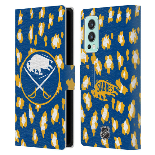 NHL Buffalo Sabres Leopard Patten Leather Book Wallet Case Cover For OnePlus Nord 2 5G