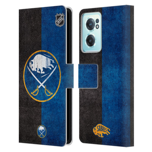 NHL Buffalo Sabres Half Distressed Leather Book Wallet Case Cover For OnePlus Nord CE 2 5G