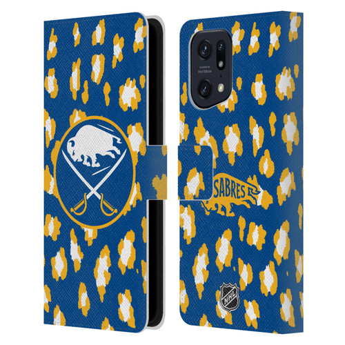 NHL Buffalo Sabres Leopard Patten Leather Book Wallet Case Cover For OPPO Find X5