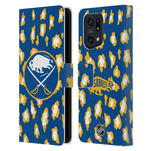 NHL Buffalo Sabres Leopard Patten Leather Book Wallet Case Cover For OPPO Find X5 Pro