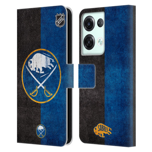 NHL Buffalo Sabres Half Distressed Leather Book Wallet Case Cover For OPPO Reno8 Pro