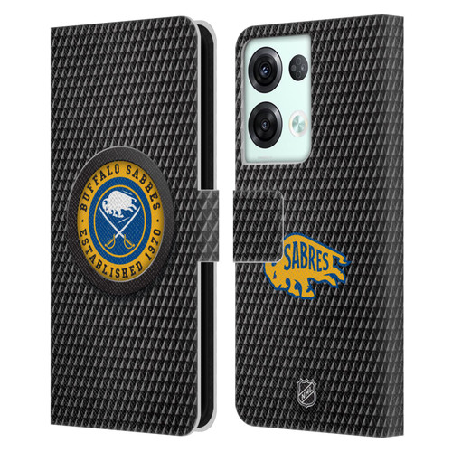 NHL Buffalo Sabres Puck Texture Leather Book Wallet Case Cover For OPPO Reno8 Pro