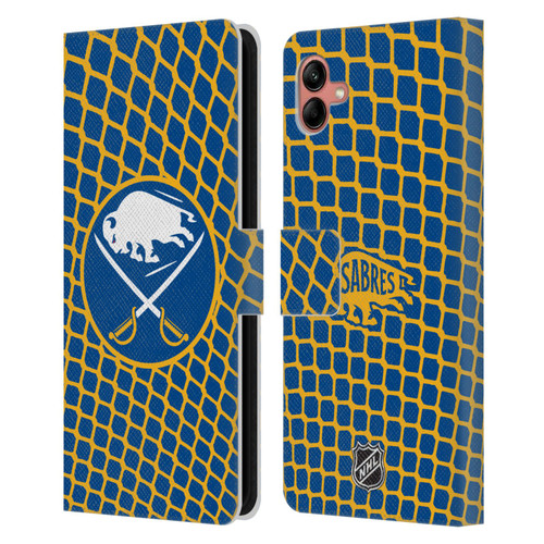 NHL Buffalo Sabres Net Pattern Leather Book Wallet Case Cover For Samsung Galaxy A04 (2022)