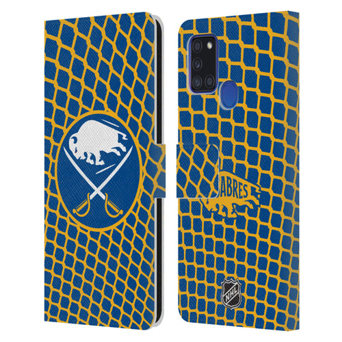 NHL Buffalo Sabres Net Pattern Leather Book Wallet Case Cover For Samsung Galaxy A21s (2020)