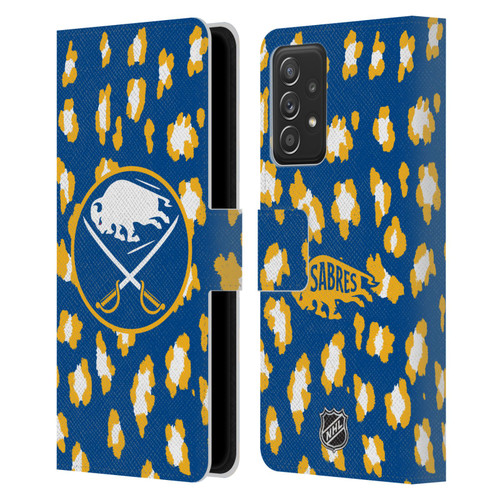 NHL Buffalo Sabres Leopard Patten Leather Book Wallet Case Cover For Samsung Galaxy A52 / A52s / 5G (2021)