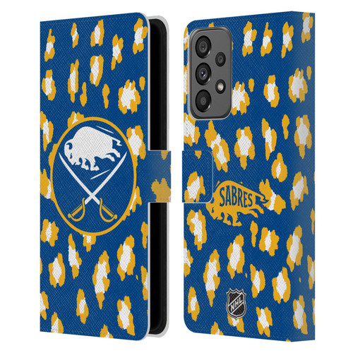 NHL Buffalo Sabres Leopard Patten Leather Book Wallet Case Cover For Samsung Galaxy A73 5G (2022)