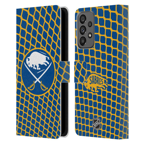 NHL Buffalo Sabres Net Pattern Leather Book Wallet Case Cover For Samsung Galaxy A73 5G (2022)