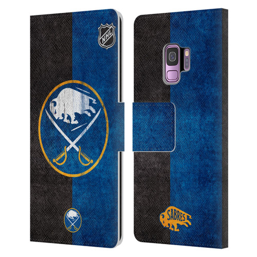 NHL Buffalo Sabres Half Distressed Leather Book Wallet Case Cover For Samsung Galaxy S9