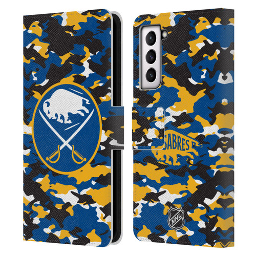 NHL Buffalo Sabres Camouflage Leather Book Wallet Case Cover For Samsung Galaxy S21 5G