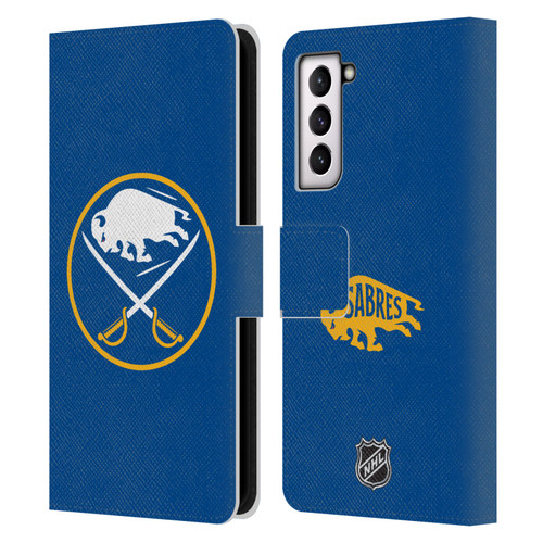 NHL Buffalo Sabres Plain Leather Book Wallet Case Cover For Samsung Galaxy S21 5G