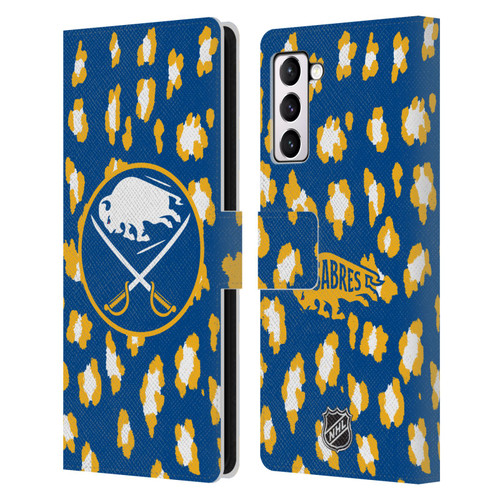 NHL Buffalo Sabres Leopard Patten Leather Book Wallet Case Cover For Samsung Galaxy S21+ 5G