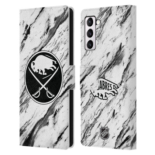 NHL Buffalo Sabres Marble Leather Book Wallet Case Cover For Samsung Galaxy S21+ 5G