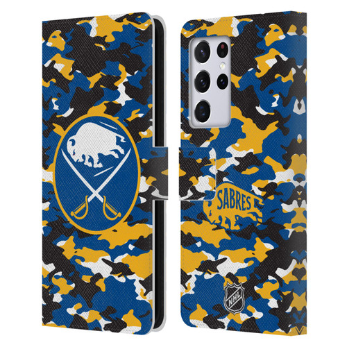 NHL Buffalo Sabres Camouflage Leather Book Wallet Case Cover For Samsung Galaxy S21 Ultra 5G