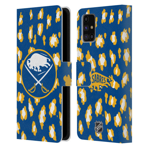 NHL Buffalo Sabres Leopard Patten Leather Book Wallet Case Cover For Samsung Galaxy M31s (2020)