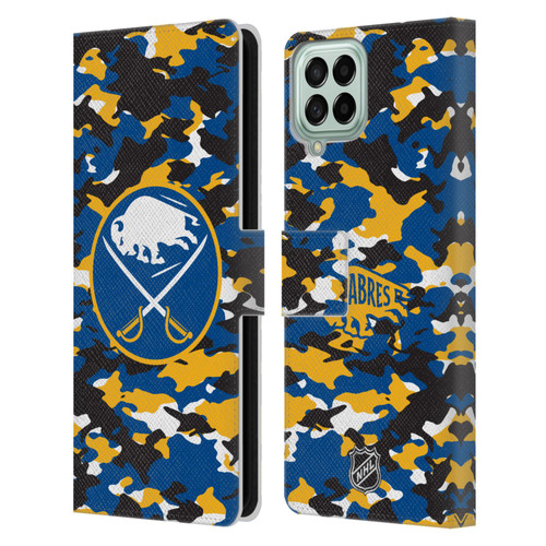 NHL Buffalo Sabres Camouflage Leather Book Wallet Case Cover For Samsung Galaxy M53 (2022)