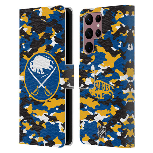 NHL Buffalo Sabres Camouflage Leather Book Wallet Case Cover For Samsung Galaxy S22 Ultra 5G