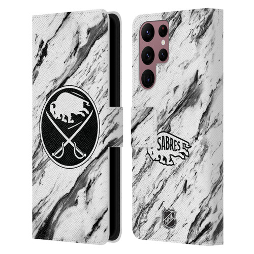 NHL Buffalo Sabres Marble Leather Book Wallet Case Cover For Samsung Galaxy S22 Ultra 5G