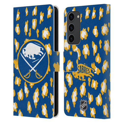 NHL Buffalo Sabres Leopard Patten Leather Book Wallet Case Cover For Samsung Galaxy S23+ 5G