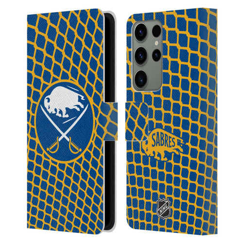 NHL Buffalo Sabres Net Pattern Leather Book Wallet Case Cover For Samsung Galaxy S23 Ultra 5G