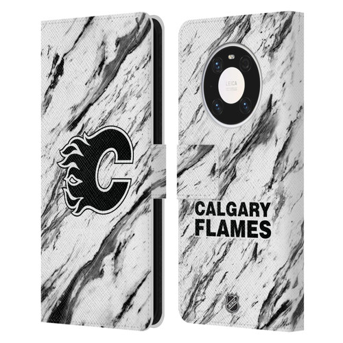 NHL Calgary Flames Marble Leather Book Wallet Case Cover For Huawei Mate 40 Pro 5G