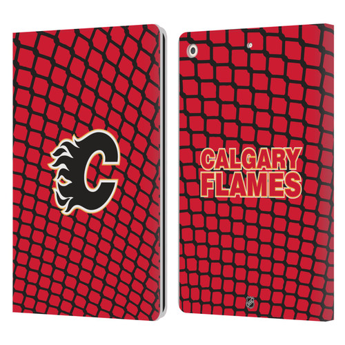 NHL Calgary Flames Net Pattern Leather Book Wallet Case Cover For Apple iPad 10.2 2019/2020/2021