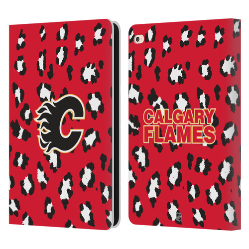 NHL Calgary Flames Leopard Patten Leather Book Wallet Case Cover For Apple iPad Air 2 (2014)