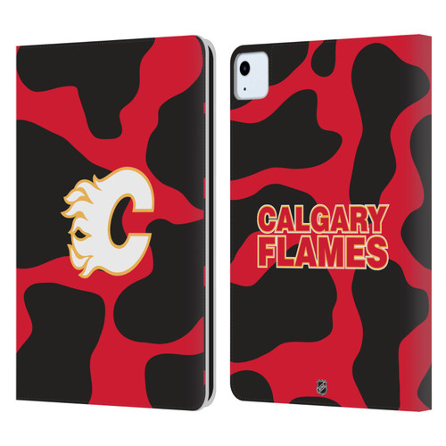 NHL Calgary Flames Cow Pattern Leather Book Wallet Case Cover For Apple iPad Air 2020 / 2022